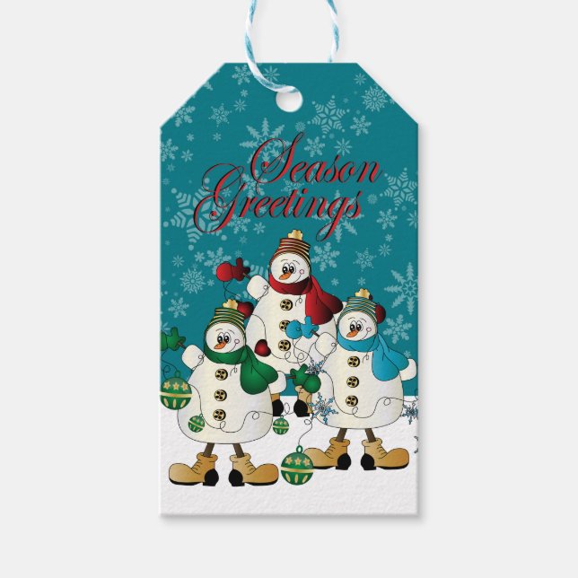 Etiqueta Para Presente Snowmen Pals | Natal (Frente)