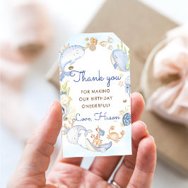 Etiqueta Para Presente Sob a Festa de aniversário de vida do mar azul