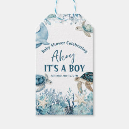 Etiqueta Para Presente Sob o Mar Azul é um Chá de fraldas