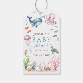 Etiqueta Para Presente Sob O Mar Chá de fraldas De Animais Coloridos Do O