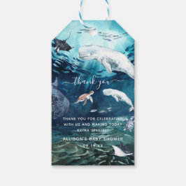 Etiqueta Para Presente Sob o mar | Chá de fraldas Oceano Obrigado