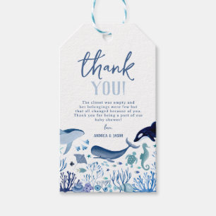 Etiqueta Para Presente Sob o Mar Menino Shower de Bebê Obrigado