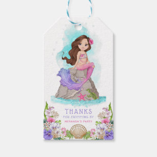 Etiqueta Para Presente Sob o mar Sereia Rosa e Púrpura (Brunette)