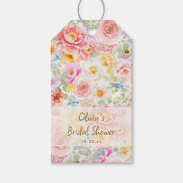 Etiqueta Para Presente Soft Pastel Watercolor Floral Bridal Shower Custom