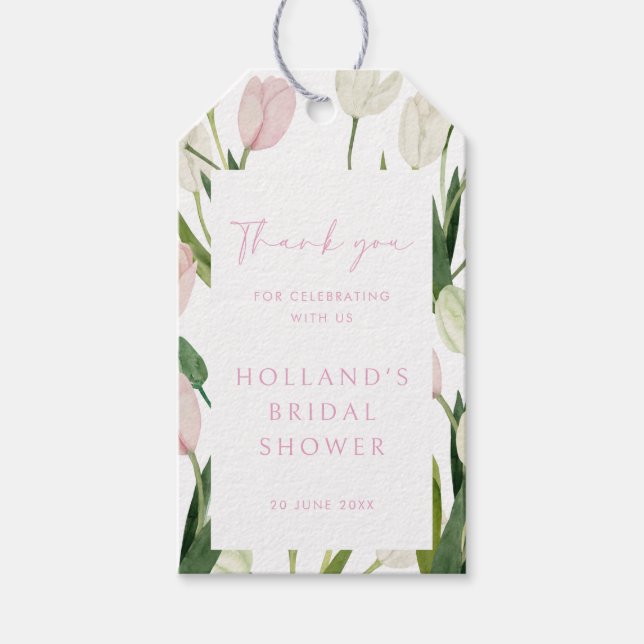 Etiqueta Para Presente Soft Pink Tulip Bridal Shower (Frente)