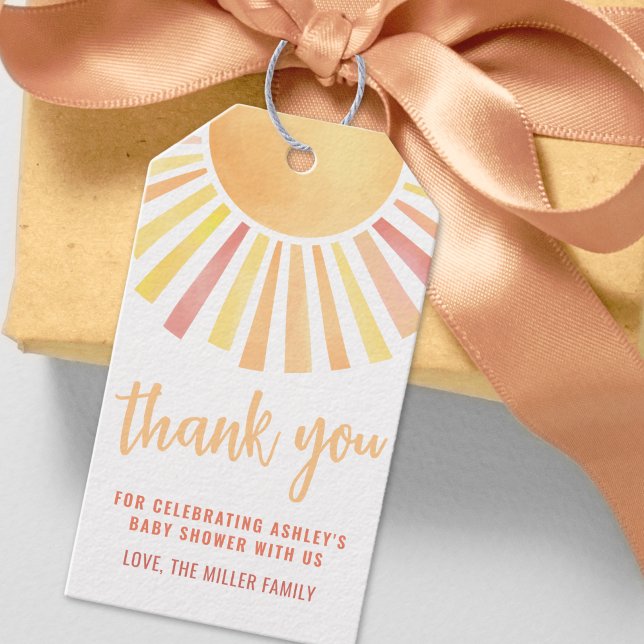 Etiqueta Para Presente Sol Amarelo Obrigado (Yellow Sun Thank You Gift Tags )