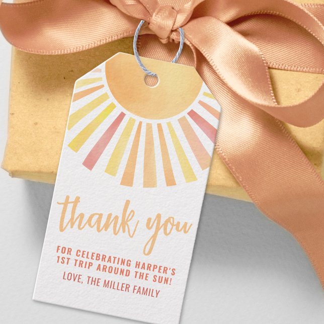 Etiqueta Para Presente Sol Obrigado (Sun Thank You Gift Tags)