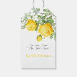 Etiqueta Para Presente Solarny Yellow Roses Floral Elegante Casamento