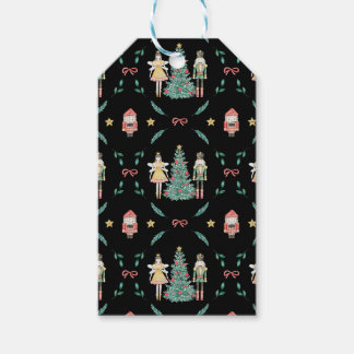 Etiqueta Para Presente Soldados e Fadas de Nozes de Natal em Preto