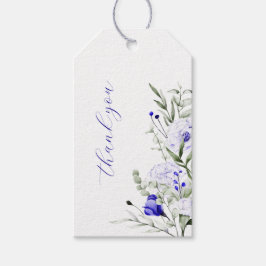 Etiqueta Para Presente Sombra do Casamento Floral Real de Marfim Azul Obr