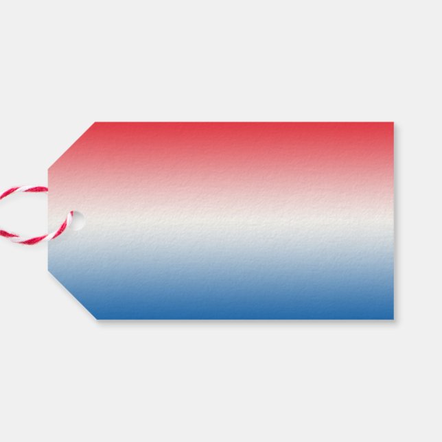Etiqueta Para Presente Sombreado Branco Vermelho e Azul (Verso Horizontal)