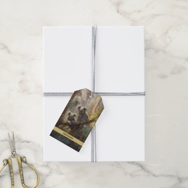 Etiqueta Para Presente Sonhos de Floresta Koala, personalizados (Com cordão)