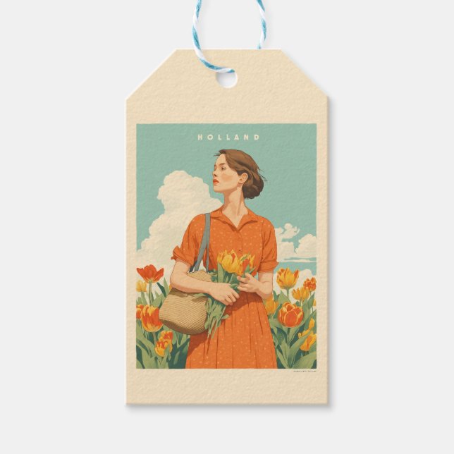 Etiqueta Para Presente Sonhos Tulip na Holanda (Frente)