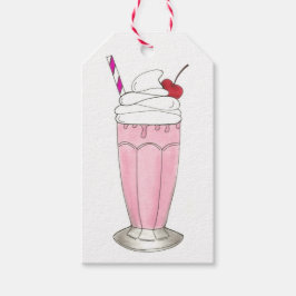 Etiqueta Para Presente Sorvete de Morango Rosa Shake Milkshake Dessert