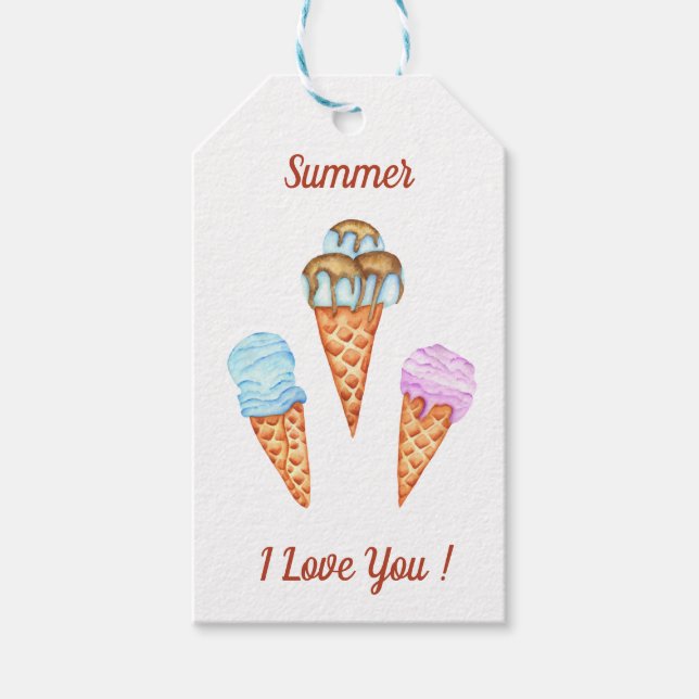 Etiqueta Para Presente Sorvete Eu Te Amo Doce Verão  (Frente)