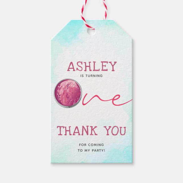 Etiqueta Para Presente Sorvete Primeiro Aniversário Obrigado (Frente)