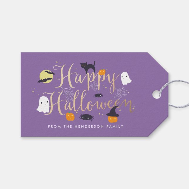 Etiqueta Para Presente Spooky Critters Halloween (Frente (horizontal))
