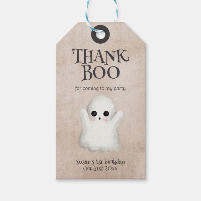 Etiqueta Para Presente Spooky One Kawaii Ghost Halloween Aniversário (Frente)