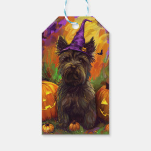 Etiqueta Para Presente Spooky Skye Terrier Cachorro Bruxa de Halloween