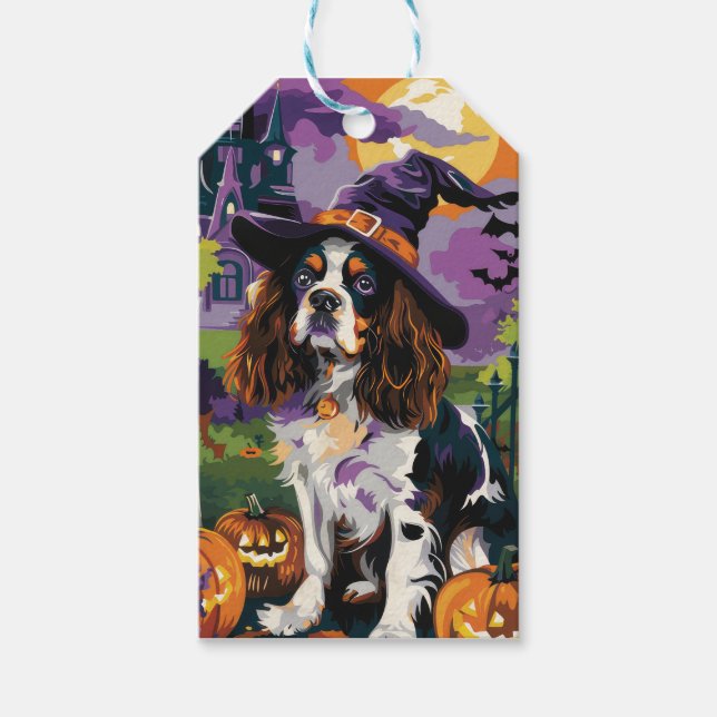 Etiqueta Para Presente Spooky Springer Spaniel Halloween Pumpkin (Frente)