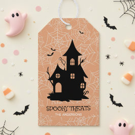 Etiqueta Para Presente Spooky Treats Casa Assombrada Teias de Aranha ID13