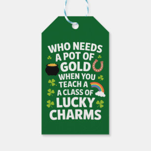 Etiqueta Para Presente St Patricks Professor Lucky Charm Clover Irlandês