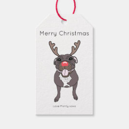 Etiqueta Para Presente Staffordshire Terrier Dog Merry Christmas Gift Tag