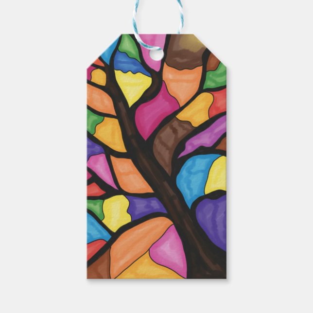 Etiqueta Para Presente Stain glass tree art  (Frente)