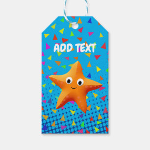 Etiqueta Para Presente Starfish De Cartoon Bonito Com Confetti