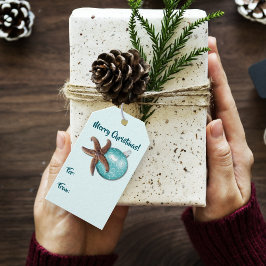 Etiqueta Para Presente Starfish e Ornament Tropical Natal Tie On