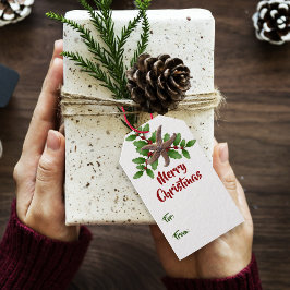 Etiqueta Para Presente Starfish n Holly Merry Christmas Gift Tags