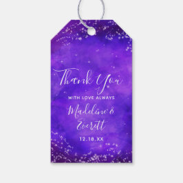 Etiqueta Para Presente Starry Night Galaxy Watercolor Casamento Obrigado