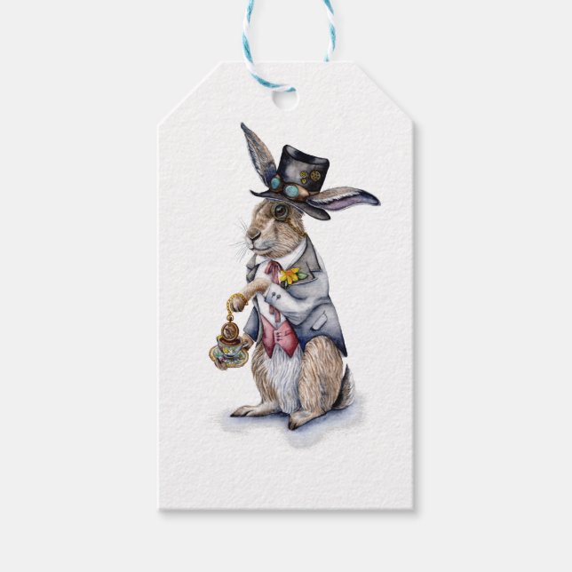 Etiqueta Para Presente Steampunk March Hare (Frente)