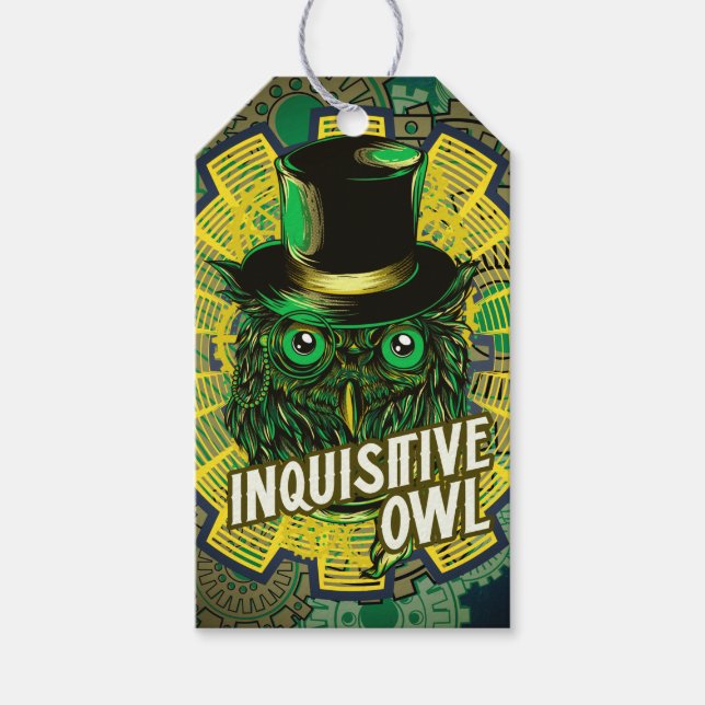 Etiqueta Para Presente Steampunk Owl (Frente)