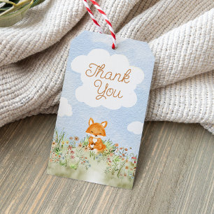 Etiqueta Para Presente Storybook Woodland Fox Chá de fraldas Obrigado