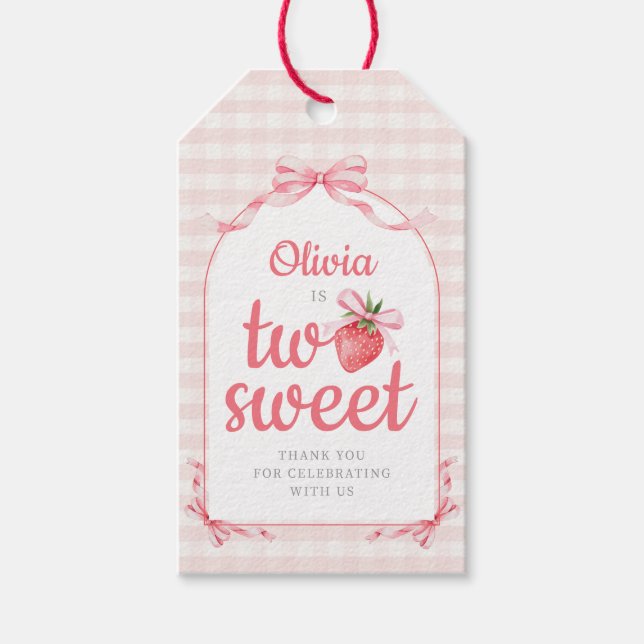 Etiqueta Para Presente Strawberry Two Sweet Girl 2nd Birthday (Frente)