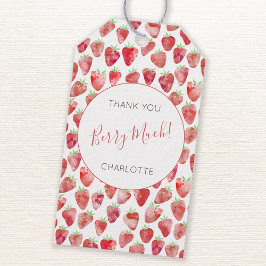 Etiqueta Para Presente Strawberry Watercolor Personalizada Obrigado