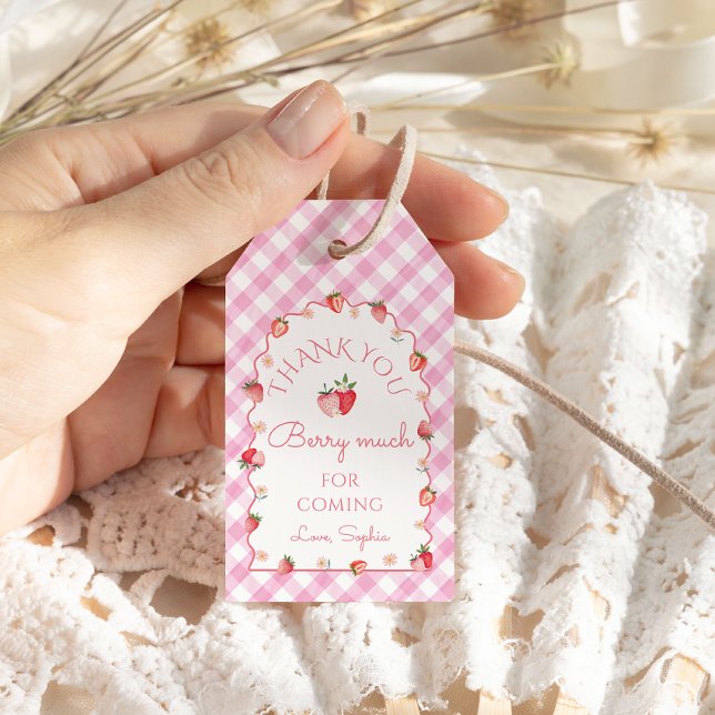 Etiqueta Para Presente Strawberry Wavy Muito Obrigado Berry (Criador carregado)