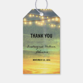 Etiqueta Para Presente String Lights Beach Palms Weding