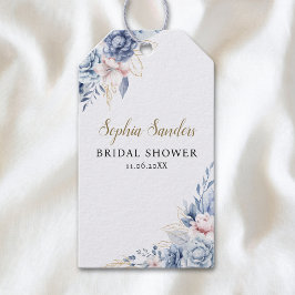 Etiqueta Para Presente Stylish Bridal Shower with Elegant Blue Blooms