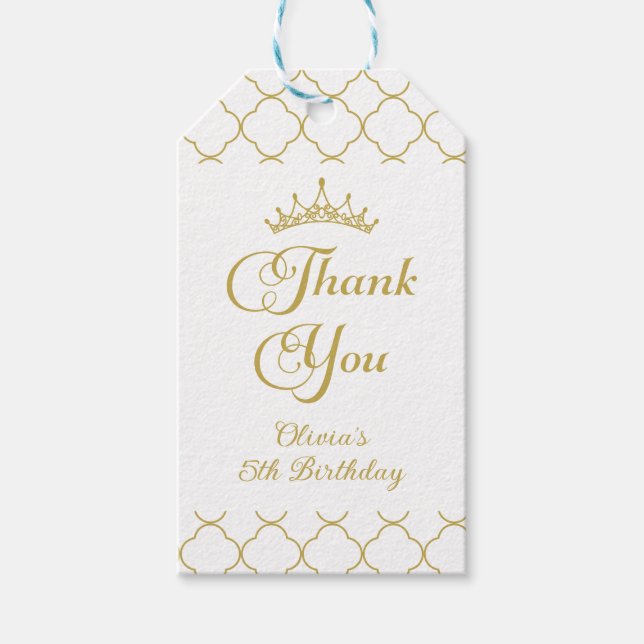 Etiqueta Para Presente Sua Dourada princesa 5 Birthday Favo (Frente)