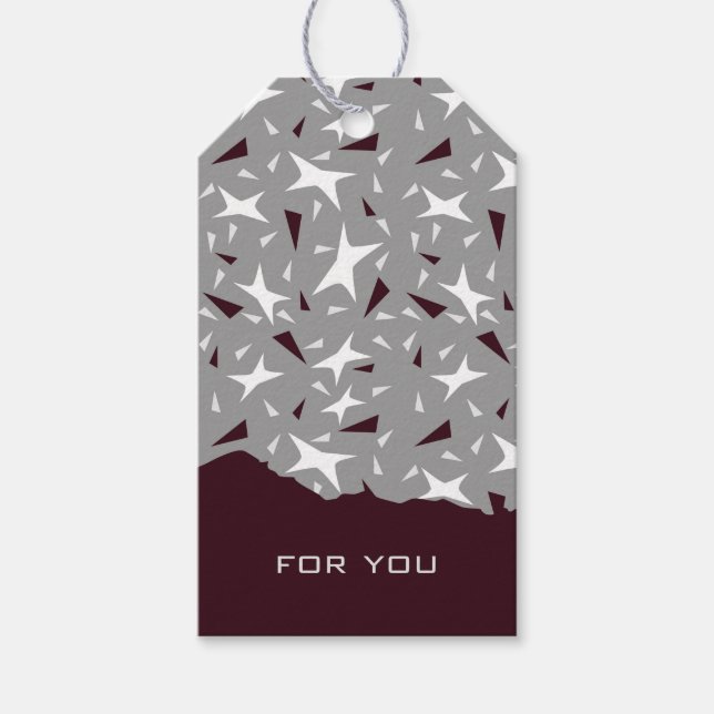 Etiqueta Para Presente Subtle Geometry: Stars & Triangles – Grey (Frente)