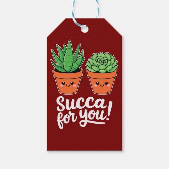 Etiqueta Para Presente Succa For You – Cute Succulent Pun (Frente)
