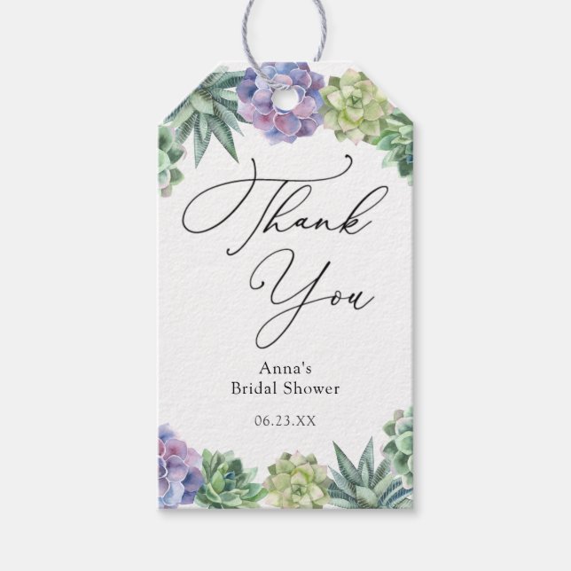 Etiqueta Para Presente Suculente Obrigado Chá de panela Dags (Frente)