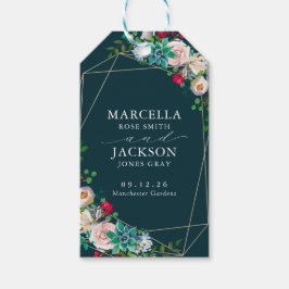 Etiqueta Para Presente Suculentes e Casamento Chic Dourado