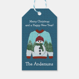 Etiqueta Para Presente Suéter de Natal Feio | Cute Snowman