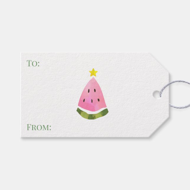 Etiqueta Para Presente Summer Watermelon Christmas Tree Present (Frente (horizontal))