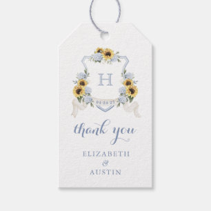 Etiqueta Para Presente Sunflower Blue Hydrangea Crest Casamento Obrigado