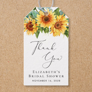 Etiqueta Para Presente Sunflower Eucalyptus Chá de panela Obrigado