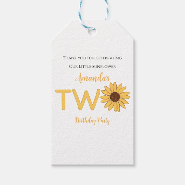 Etiqueta Para Presente Sunflower Second Birday (Frente)